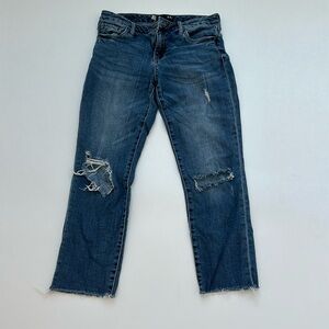 Lightly worn, size 4, medium-blue jeans